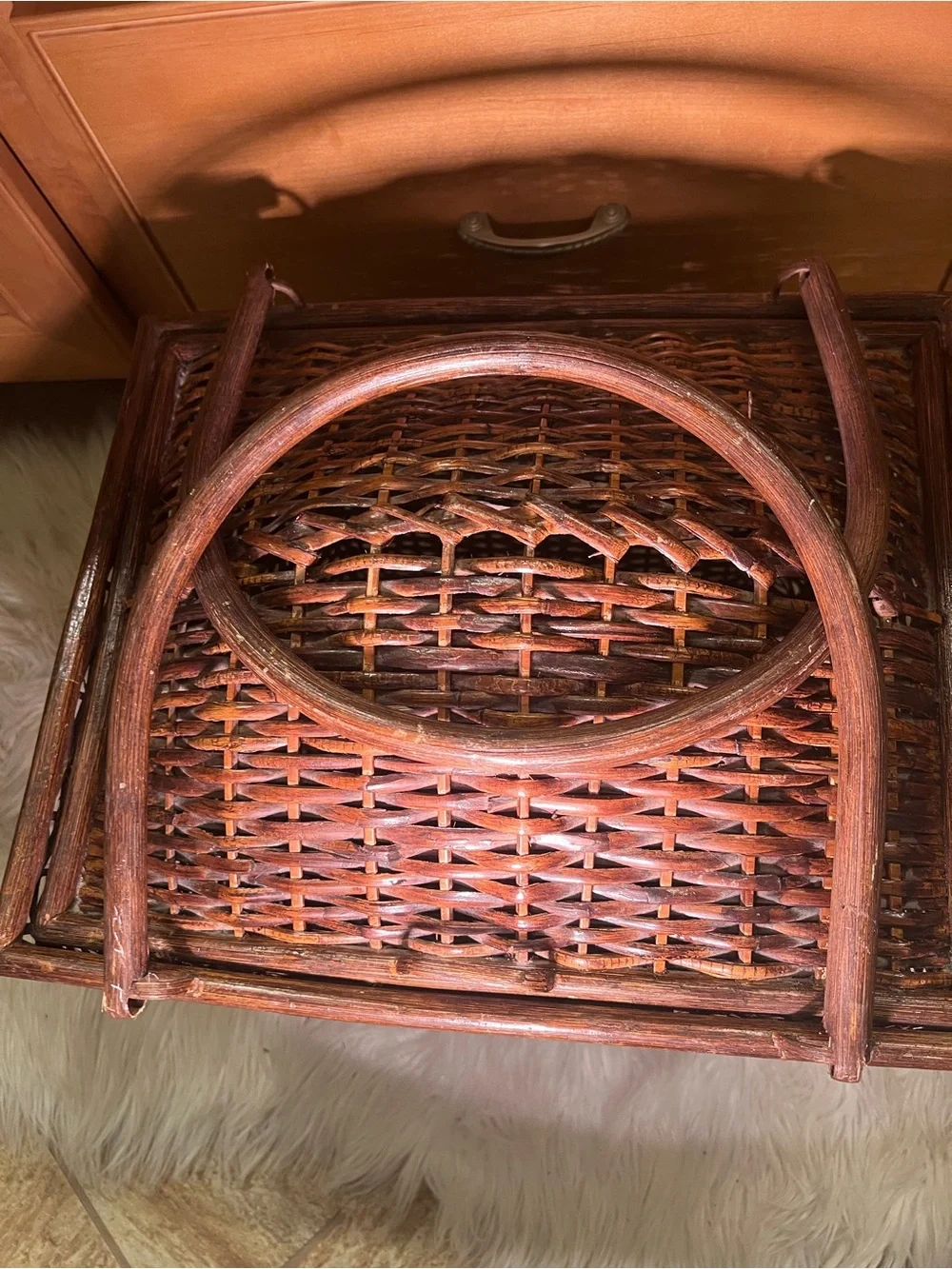 Vintage Large Hand Woven Storage Basket with Lid & Handles Home Decor